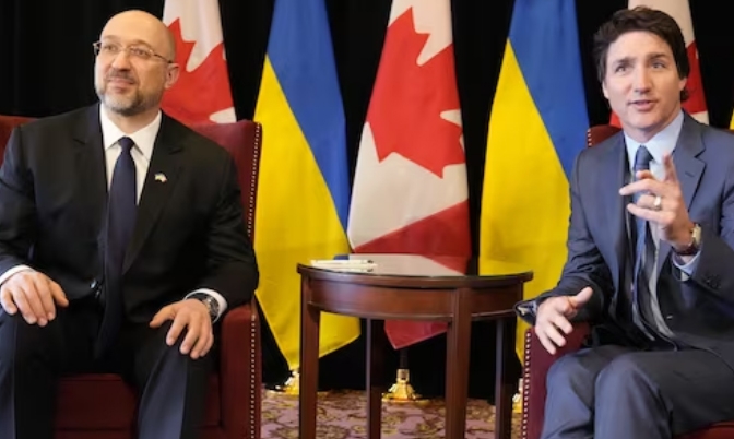 乌克兰总理到访问  特鲁多称再增军事援助